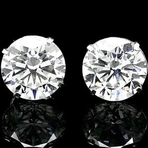 7mm 3ct Round Brilliant Cut Stud Earrings